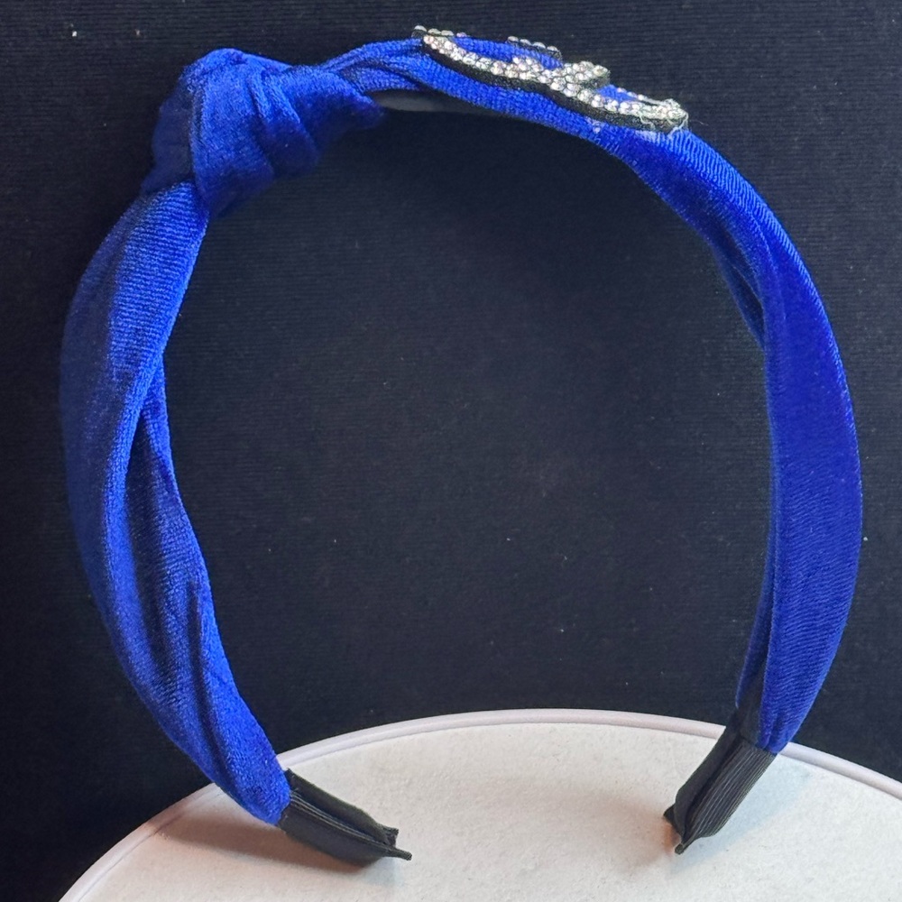 Blue Velvet Rhinestone Headband - Picture 4 of 8